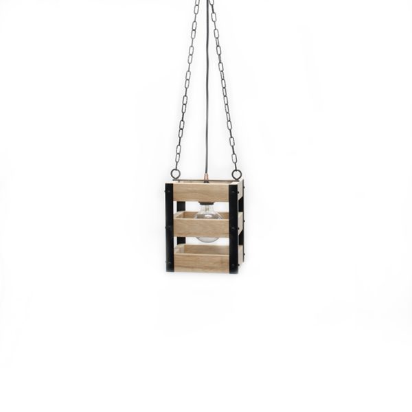 Hanglamp hout en staal